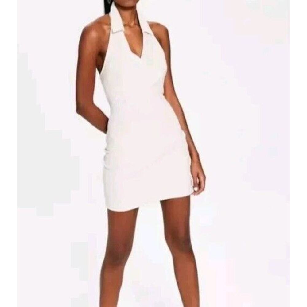 BAR III Womens Beige Open Back Terry Cloth Sleeveless Mini Body Con Dress M